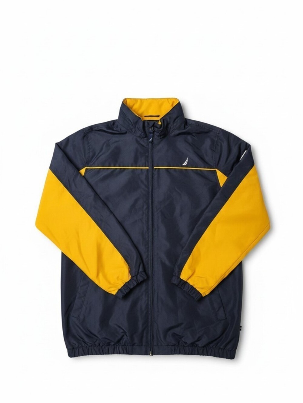 Nautica Boy's Navy Blue Yellow Colorblock Windbreaker Jacket XL 18/20